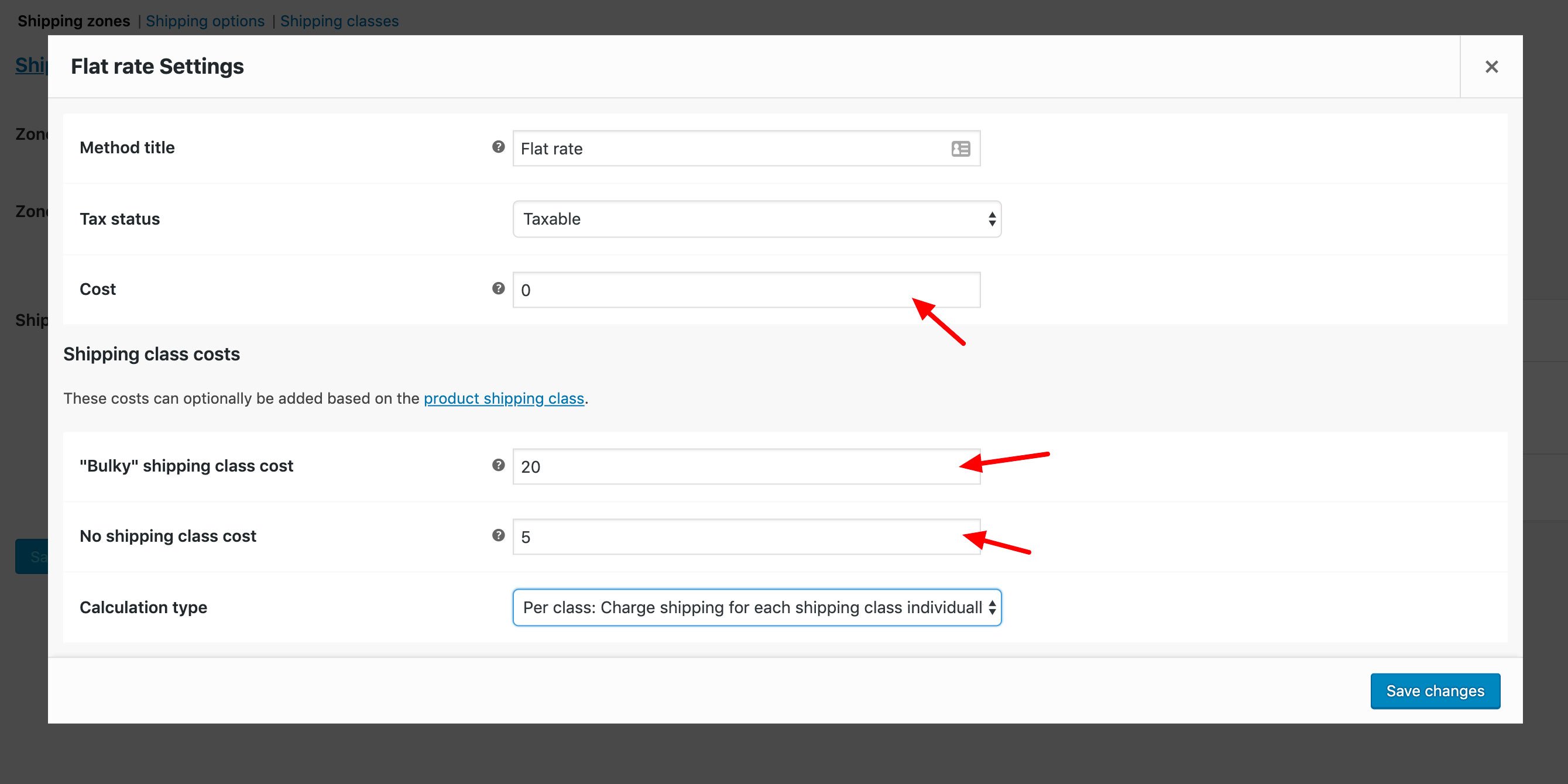 shipping classes rates a6